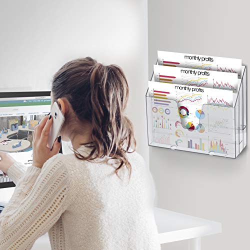 Acrimet Horizontal Triple File Folder Organizer Sorter, Letter Size, Clear | 3 compartments to separate and organize documents, folders and papers