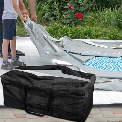 Black Extra Large Storage Bag for Pools with 4 Handles - for Aboveground Inflatable Frame Pools Waterproof Storage Bags for Above Ground Pool Heavy-duty Pool Cover Accessories Storage,56''x23''x23''