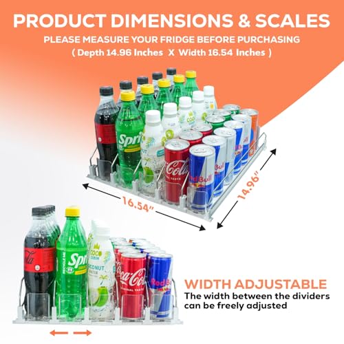 Self Pushing Drink Organizer for Fridge - 5 Rows,...