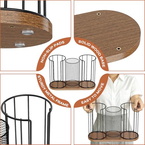 Coffee Cup Dispenser, Coffee Cup and Lid Holder, 3... (Black 1 | Wood)