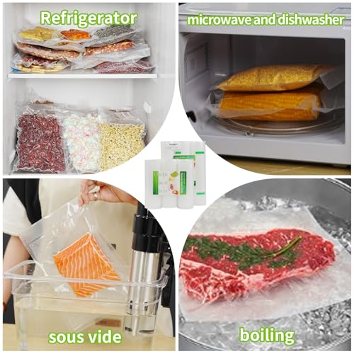 L'ELEF MISTICO Vacuum Sealer Bags for Food, 11''X20' (3 Rolls) BPA Free Food Saver Bags for Sealer, Customized Size Vacuum Storage Bags for Sous Vide or Meal Prep