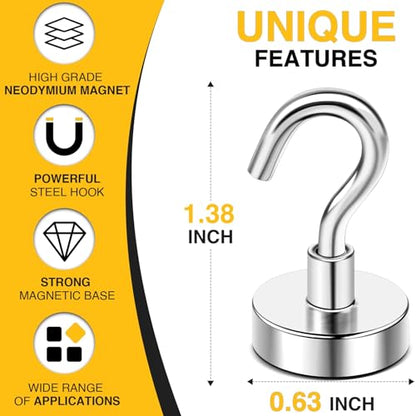 Magnetic Hooks, 30lbs+ Magnet Hook 2026 Cruise Cab... (Silver | Neodymium)