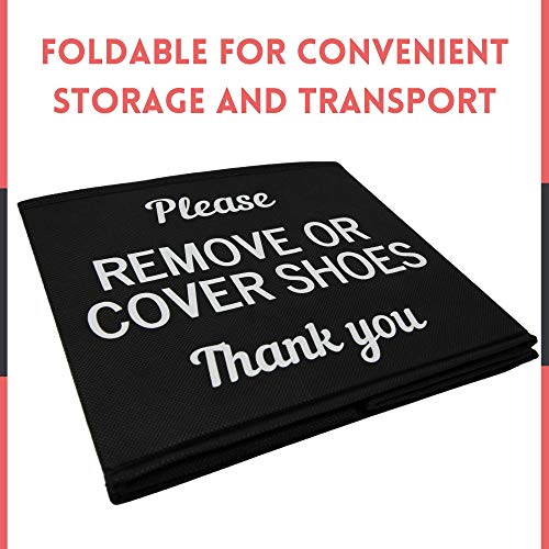 Shoe Cover Box | Disposable Shoe Bootie Holder For Realtor Listings and Open Houses | Please Cover or Remove Shoes Bin | Shoe Bootie Box (Black)