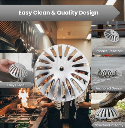 Leyso Heavy Duty Aluminum Dome Floor Drain Cover and Drain Strainer, Removable Outdoor Drain Cover, Dome Strainer for Restaurant, Home, Garden, Roof Top 5-1/4" Diameter x 2-1/4"H (1 PCS)