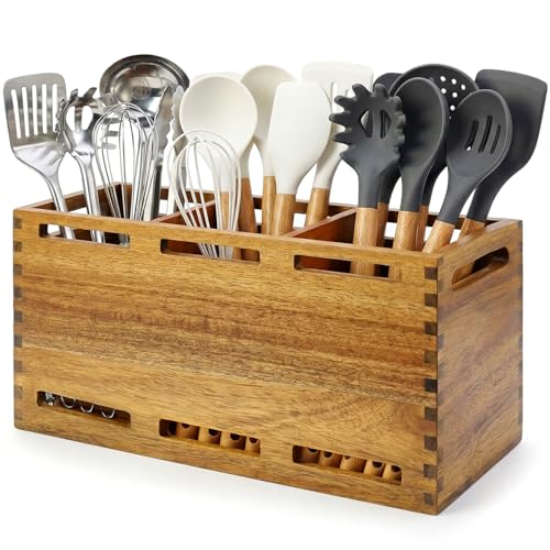 Acacia Wood Large Utensil Holder for Kitchen Count... (Acacia wood)