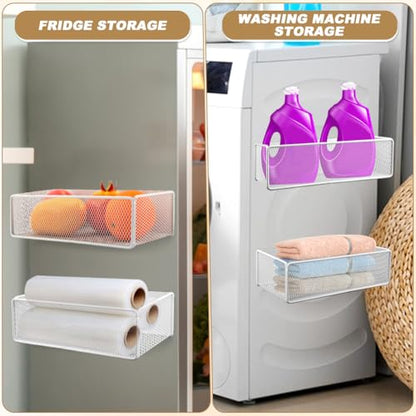 Magnetic Shelf for Washing Machine, Washer Dryer Shelf, Magnetic Lint Bin for Laundry Room, 10.2 * 4.8 * 2.95 inch, 11lb Capacity basket for Washer/Dryer, Fridge & Small Spaces