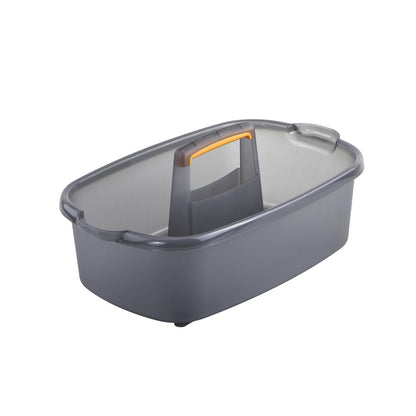 Casabella Cleaning Storage Caddy with Handle Plastic Multipurpose Organizer, Rectangle, 1.85-Gallon, Gray