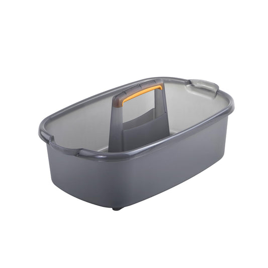 Casabella Cleaning Storage Caddy with Handle Plastic Multipurpose Organizer, Rectangle, 1.85-Gallon, Gray
