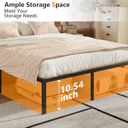 VINGLI 12 Inch Full Bed Frame, Heavy Duty Metal Platform, No Box Spring Needed, Steel Slat Support, Easy Assembly, Noise-Free, 10.4 inch Underbed Storage Space, Black