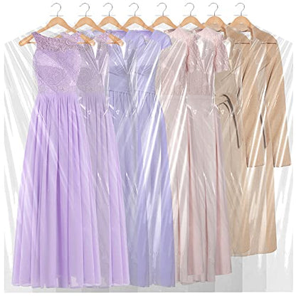 BEISHIDA 25PCS 72 Inch Plastic Garment Bag-Plastic Clear Dry Cleaner Laundry Bags for Clothes Cover, Hanging Clothes Storage for Long Dresses Skirt Coat Suit Shirt Jacket