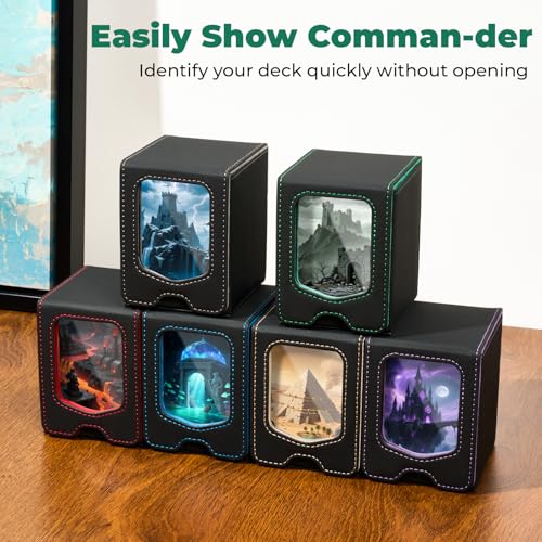 Deck Box Compatible with MTG Commander,Comman-der Deck Box Storage | Trading Card Storage Box with Comman-der, Fits 100 Double-Sleeved Cards, Card Box Compatible with Magic the Gathering, Grey