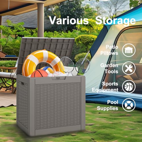 Outdoor Storage Box 31 Gallon,Waterproof Indoor Outside Deck Boxes,Backyard Storage Bin for Package Delivery,Garden Tools,Patio Cushions,Pool Accessories,Storage Bench Lockable Lid,Tool Box