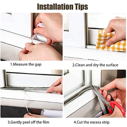 Weather Stripping Door Window Seal Strip 33 Ft, Selfadhesive Strong Adhesion, soundproofing, Draft Blocker, Dustproof, Suitable for Doors and Windows Cabinet Doors, 0.35 Wide X 0.35 Inch Thick, Gray