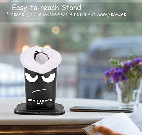 MoKo Eyeglasses Holder, Modern Velvet Plush Lined PU Leather Household Magnetic Holder Protective