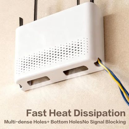 Wall Mounted Router Storage Box - No-Drill WiFi Router Organizer with Heat Dissipation Holes, Cable Management Box for Living Room, Bedroom, Study, Dorm, Apartment