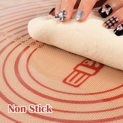 Non-slip Silicone Pastry Mat Extra Large Measurements 36''x 24'' Baking Mat | Silicone Baking Mat Counter/Dough Rolling/Oven Liner/Fondant/Pie Crust Sourdough Bread Baking Supplies（Red）