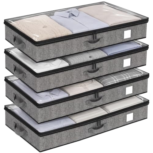Under Bed Storage Containers 4 Pack Reinforced Und... (4 Count | grey)