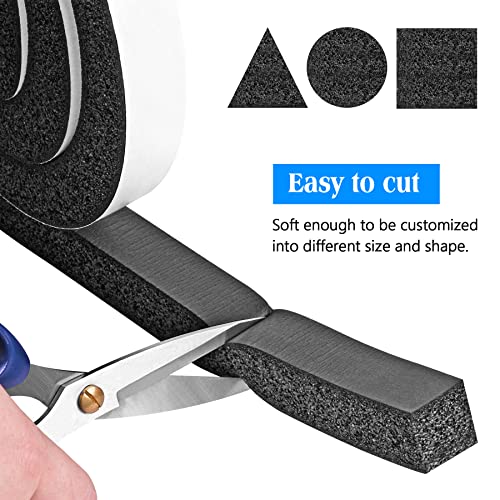 Foam Strips with Adhesive, 2 Inch Wide X 1 Inch Thick, Neoprene Weather Stripping High Density Foam Closed Cell Tape Seal for Doors and Windows Insulation, Total 6.5 Feet Long