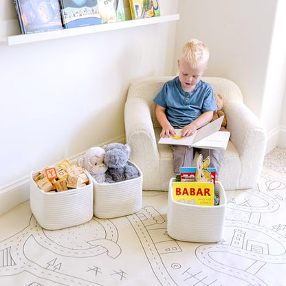 Storage Cubes 9”x9”x7”Cotton Rope Woven Baskets for Organizing 3-Pack | 9 Inch Cube Storage Bin | Small Basket for Shelf Nursery, Pantry, Decorative Plant, Bathroom Closet, Toy Gift