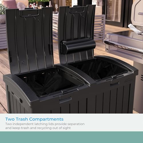 Suncast Dual 33 Gal Trash Hideaway Cabinet, Discrete Outdoor Storage