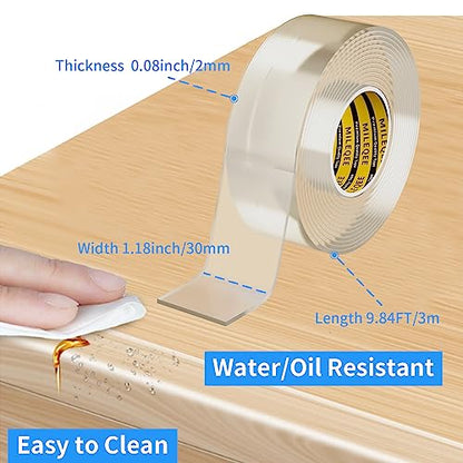 Clear Edge Protector Strip,1 Pack x 1.18in x 9.84FT | Sharp Edge Wrap Cover Tape, Self Adhesive Protective Bumper Guards for Cabinet Door Desk Bed Furniture Waterproof