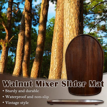 Natural Walnut Wood Mixer Slider Mat for KitchenAid 4.5-5 qt Stand Mixer Sliding Tray for Countertop Protection