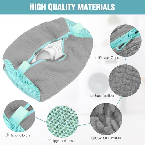 Shoe Washing Machine Bag with Adjustable Shoe Trees for Sneakers | 2 Pack Shoe Laundry Bags for Tennis Shoes, XXL Size, 4 Shoe Trees for Men & Women, Sturdy Zipper Hook, Premium Box Packaging