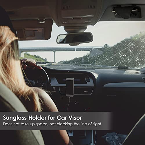 Magnetic Sunglass Holder for Car Visor Clip, Leather Car Glasses Holder, Visor Accessories Eyeglasses Holder Glasses Storage Case (01-Black)