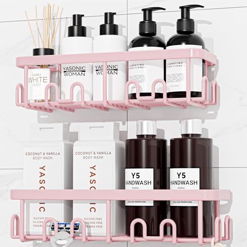 Shower Caddy Adhesive, Rustproof Shower Organizer, Wall Shower Rack | Large Capacity Shower Shelves for Inside Shower, No Drill Shower Storage, Shampoo Shower Holder, Bathroom Shower Shelf