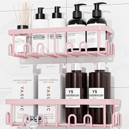 Shower Caddy Adhesive, Rustproof Shower Organizer, Wall Shower Rack | Large Capacity Shower Shelves for Inside Shower, No Drill Shower Storage, Shampoo Shower Holder, Bathroom Shower Shelf