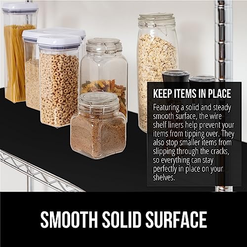 GORILLA GRIP ShelfGuard Wire Shelf Liner Compatible with Amazon Basics Shelving Unit, Set of 4 Waterproof Liners for Organizing Metal Rack Shelves, Kitchen Cabinets, Cupboard, Pantry, 18x48 Black