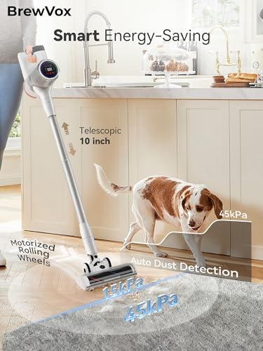 Telescopic Cordless Stick Vacuum Cleaner for Home Carpet & Pet Hair, Auto Detect, 45kPa Powerful Suction, 550W Motor, 60Min Runtime Quick Rechargeable, 6 Stage Filtration System