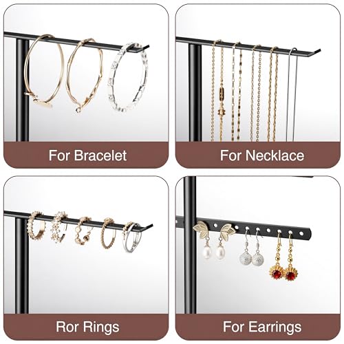 pickpiff Black Jewelry Stand Holder Organizer: 14.5" Sturdy Hanger for 80 Pcs Jewelry, Jewlery Tower for Display Necklace, Earring, Bracelet, Watch