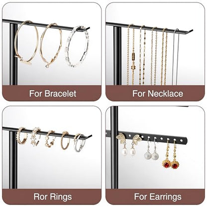 pickpiff Black Jewelry Stand Holder Organizer: 14.5" Sturdy Hanger for 80 Pcs Jewelry, Jewlery Tower for Display Necklace, Earring, Bracelet, Watch
