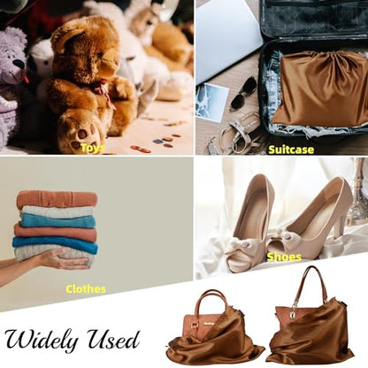 12 Pack Dust Bags for Handbags, Silk Cloth Bag With Drawstring Large Travel Storage Pouch for Handbag Purse Shoes Boots