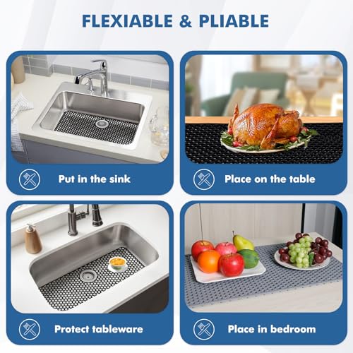 Silicone Sink Protectors for Kitchen Sink -12" 13"... (‎Black(1 Pack))