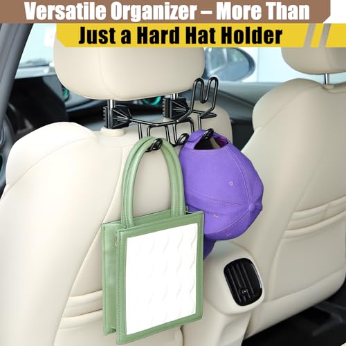 Hard Hat Holder for Truck Car Helmet Organizer, Triple Hooks, Black, 1 Pcs | Hard Hat Accessories, Car & Truck Cap, Jacket & Tool Bag Organizer, Safety Helmet Holder, Hook Rack, Work Gear Storage