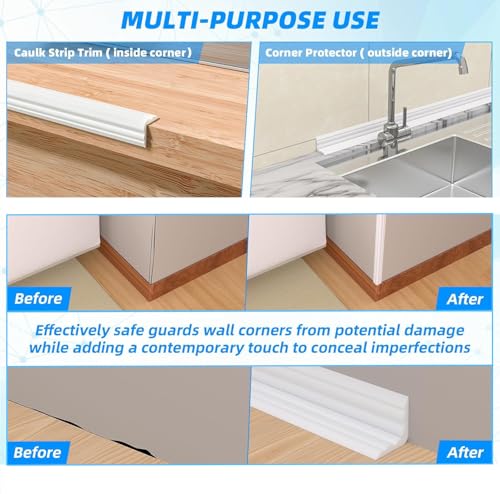 20FT Flexible Wall Corner Protector Moulding Trim, Peel and Stick Inside & Outside Wall Corner Guards Edge Protector,Self Adhesive Molding Trim Strip for Edge Ceiling