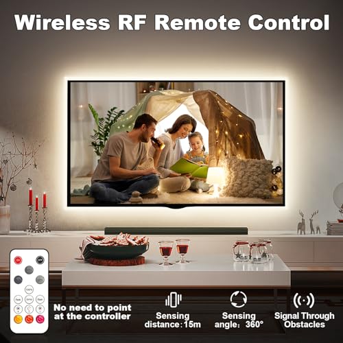 White COB Led Strip Lights Max with RF Remote, 16.4ft 3000K CRI93+ Dimmable Bright Warm White COB Light Strip, Adhesive Indoor COB Led Lights for Living Room, Shelf, Cabinet