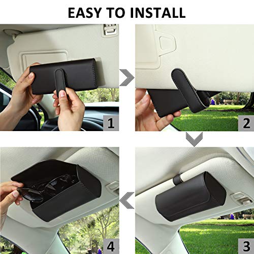 Accmor Glasses Holder for Car Sun Visor, 2 Pack Vehicle Sunglasses Holders Case with Hidden Magnetic Closure, Universal Fit Leather Auto Eyeglasses Organizer Box Eyeglass Hanger Clip Car Accessories