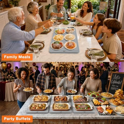 FYY Warming Mat for Food - Rapid and Full Surface Heating, 6 Temp Settings, 6H Timer, Rollable Portable Food Warming Mat, Ideal for Gatherings, Parties, Keep Meal Warm (X Large Size, Gray)