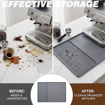 Caketime 2 In 1 Silicone Coffee Bar Mat Accessories Detachable Dish Drying Rug Rack Stone for Kitchen Counter Home Household Apartment Office Essentials Barista Espresso Machine Drainer Must Have