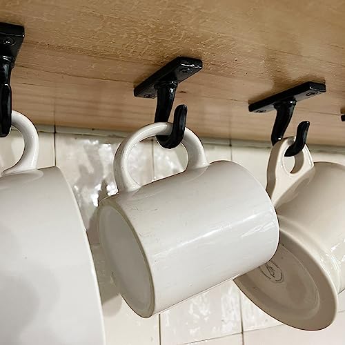 2.5”-Under Cabinet or Shelf Coffee Mug Holder – Cu... (Black | Cast Iron)