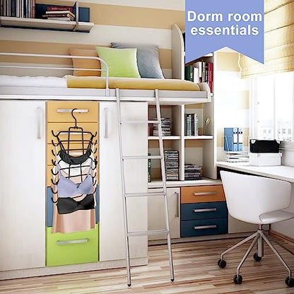 2Pcs Tank Top Hangers Space Saving Hanger Organizer Bra Hangers Black | 360° Rotating Metal Closet Organizers and Storage Lingerie Hangers for Tank Tops Cami Bras Belts Swimsuits Lingeries