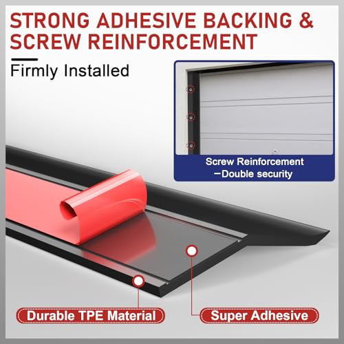 Garage Door Seal Top and Sides - 36 Ft Garage Door Weather Stripping Side Seal, Heavy Duty Weatherproof TPE, Insulates, Prevents Drafts, Easy Installation for Homeowners and DIYers