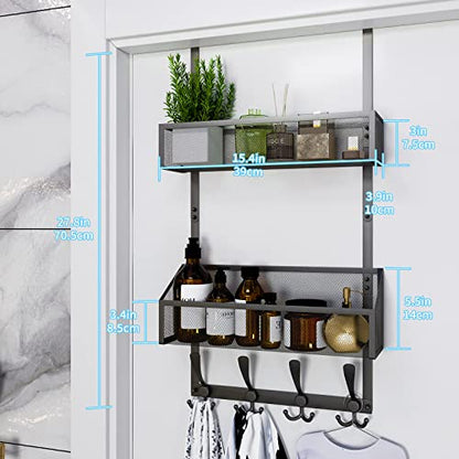 Over The Door Hooks Organizer, Coat Rack Over The Door Storage Hanger Towel Rack, Back of Door Storage Organizer for Bathroom,Bedroom,Kitchen,Office (Black, 3-Tier)