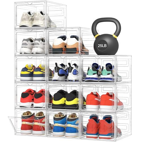 Upgraded Hard Shoe Storage Box 12 Pack XL Clear Sh... (Clear | Plastic)
