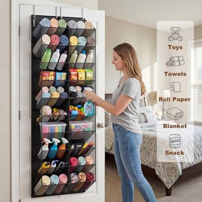 Over the Door Shoe Organizer for 20-30 Pairs, 10-Tier, Black