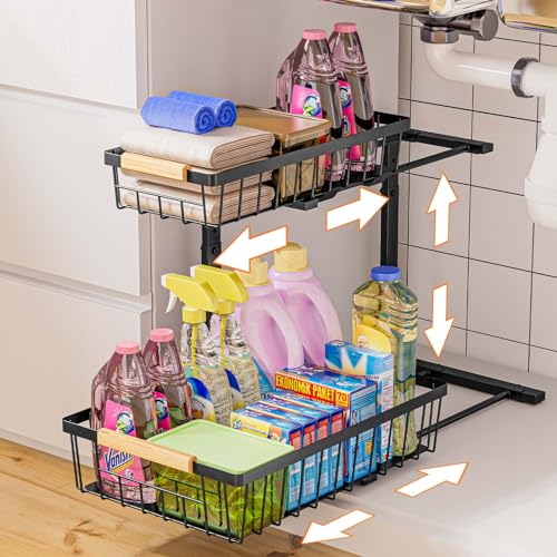 Under Sink Organizer and Storage, Slide Out Under... (Black | Cast Iron)