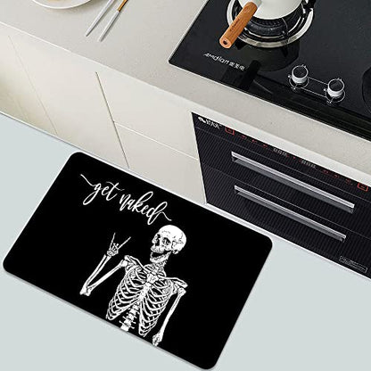 Diatomaceous Earth Bath Mat,Black Funny Skull Non-Slip Volume Super Absorbent Fast Drying for Bathroom Kitchen Door mat,Eco-Friendly Easy to Clean 16×24Inch (40 * 60cm)